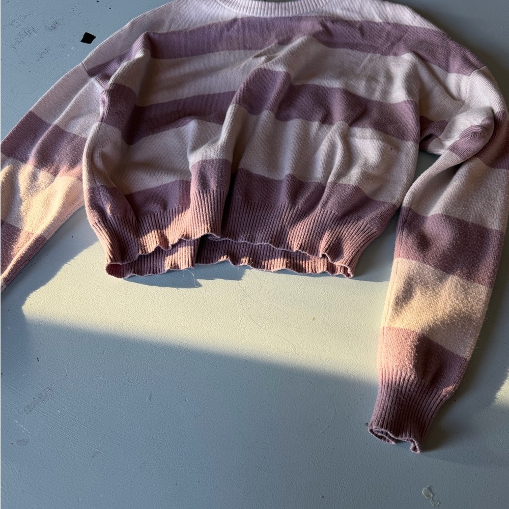 Striped white and Purple Sweater